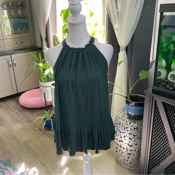 LOFT Dark Green Halter Tank Top - Picture 1 of 5